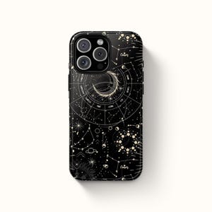 Celestial Zodiac Phone Case Astrologie Star Map Design für MagSafe Tough iPhone 14, 15, 16, Plus, Pro & Pro Max, Sternzeichen, Cosmic Lover's
