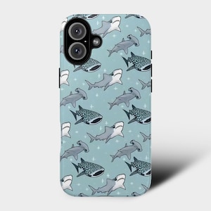 Cute Shark Phone Case for iPhone 13 14 15 16 Pro Max, Plus, Samsung Galaxy S23 S24 S25 Ultra, Google Pixel 6 7 8 9 Pro Ocean Animal