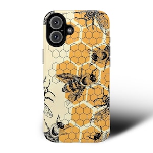 Vintage Bee Honeycomb Phone Case: Rustic Nature Print