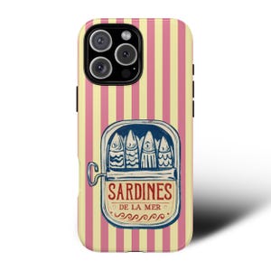 Retro telefoonhoesje sardine: roze geel French Art Design
