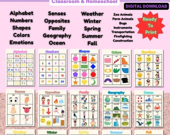 Preschool Learning Posters Bundle | 22 Educational Charts (PDF Download)