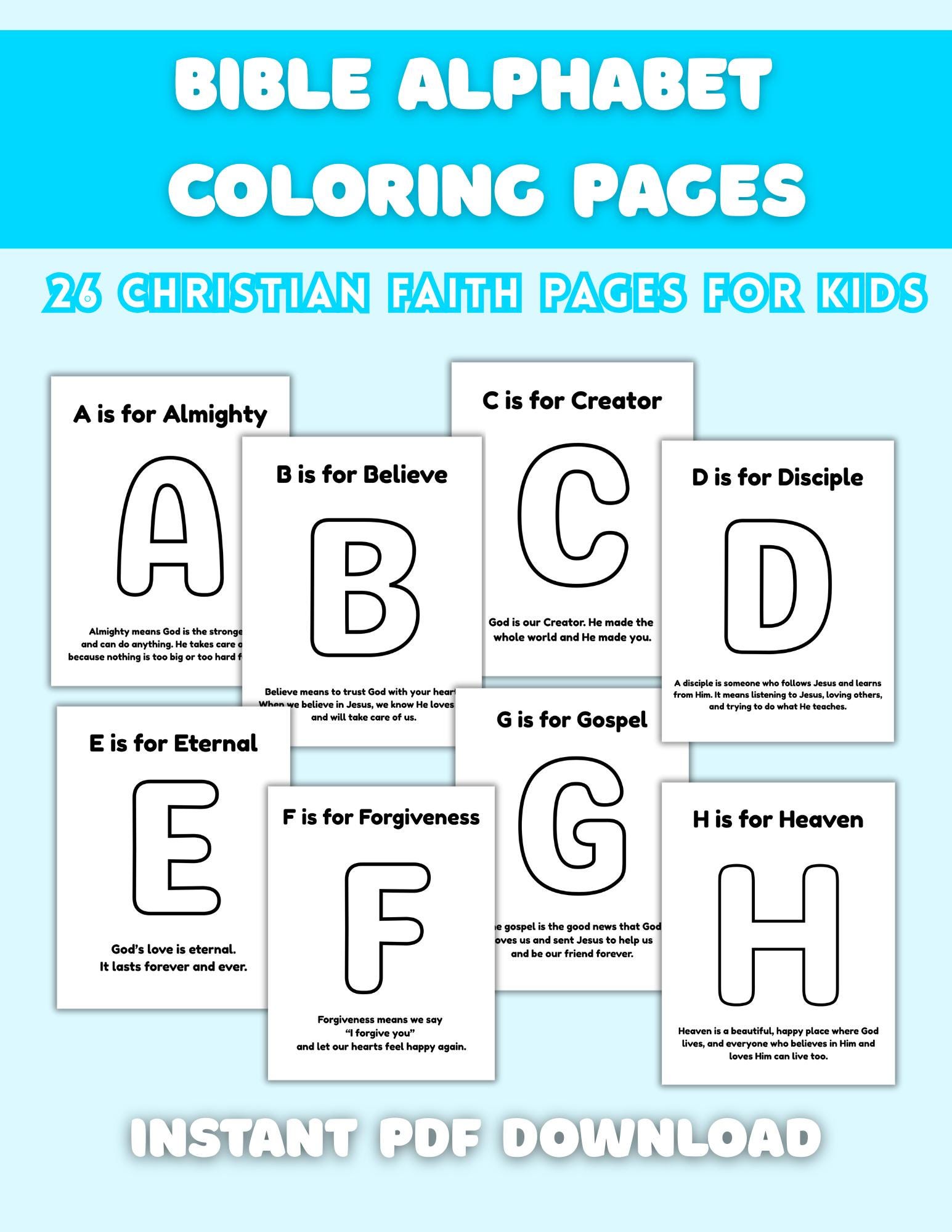 Bible Alphabet Coloring Pages | Christian ABC Printables (PDF Download ...