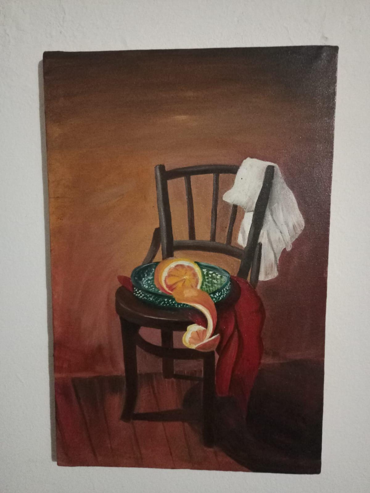 Still Life Oil Painting of a Chair With Oranges – 12x18 Original Art on ...