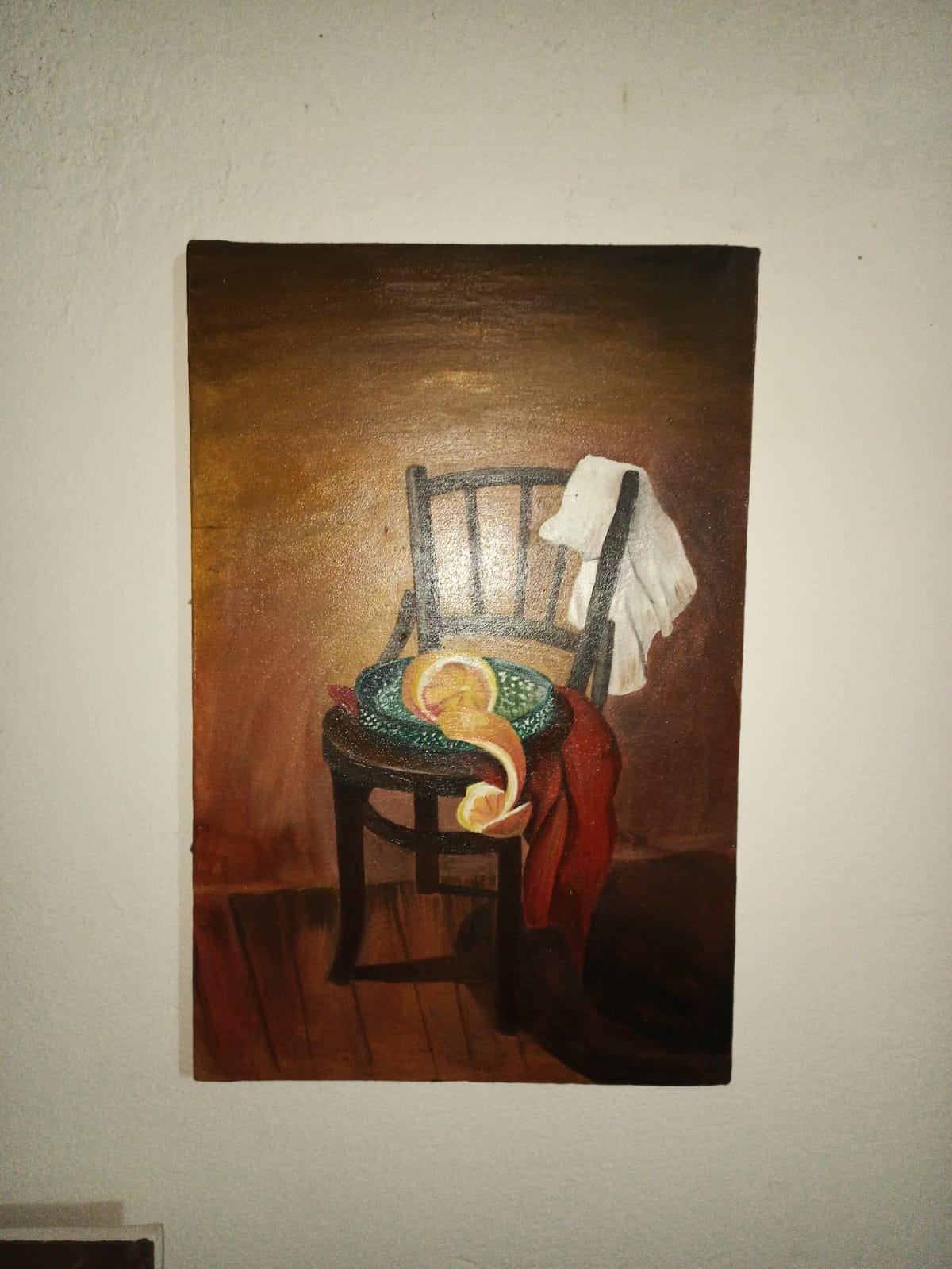 Still Life Oil Painting of a Chair With Oranges – 12x18 Original Art on ...