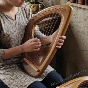 Harpa lira de madeira com 10 cordas – Instrumento musical celta artesanal para iniciantes