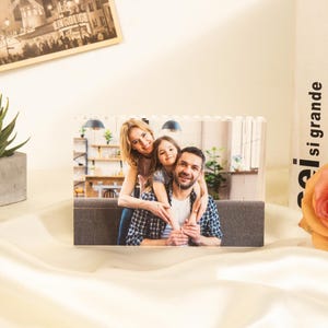 Custom 2-Photo Rectangle Building Block Puzzle - Personalized Valentine's Day Gift for Him Her - Picture Memory Keepsake Decor