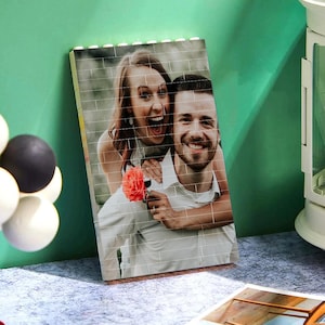 Custom Photo Puzzle Block - 2 Picture Memory Keepsake, Personalized Anniversary Birthday Christmas Gift for Him Husband Dad Boyfriend