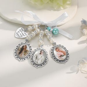 Personalisierter Hochzeitsstrauß Schmuck mit Text & Foto, Geschenk für Sie und Ihn
