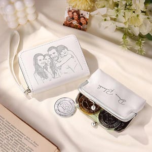 Cartera de viaje fina de cuero personalizada para mujer - Minitarjetero con grabado personalizado - Regalo para mamá, esposa, abuela - Día de la Madre