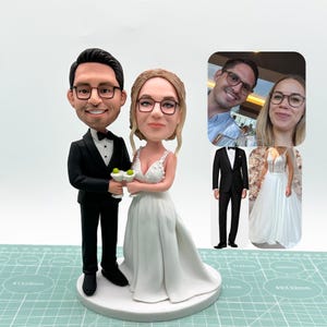 Custom Groom and Bride Bobbleheads, Fully Custom Wedding Couple Figurines,Personalized Wedding Cake Toppers Figurines, Custom Wedding Statue