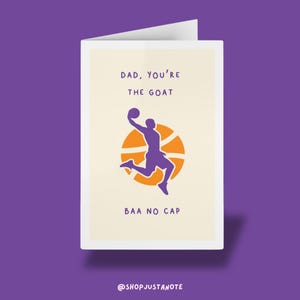 Papa, tu es la carte de chèvre - carte drôle de fête des pères, carte d'anniversaire de basket-ball pour papa, cadeau de papa sportif, Baa No Cap Pun