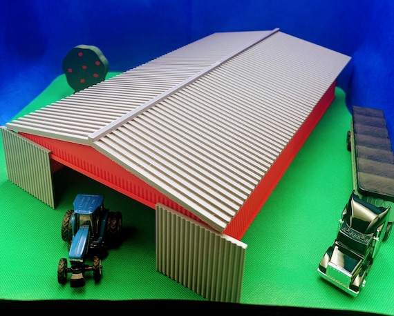Custom Model Farm Machinery Shed w/ Grain Bin (Long)