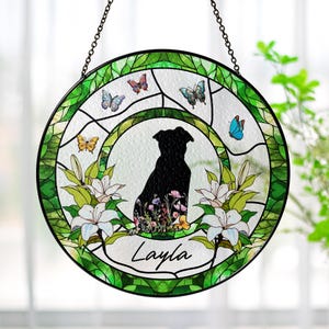 Custom Pet Portrait Suncatcher, Stained Glass Style Acrylic Lightcatcher