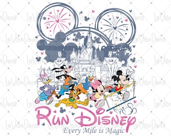 RunDisney Marathon PNG, Mickey et ses amis Disneyland Design (téléchargement numérique)