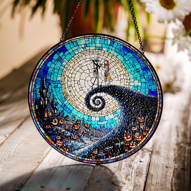 Jack and Sally Suncatcher, Nightmare Before Christmas Stained Glass