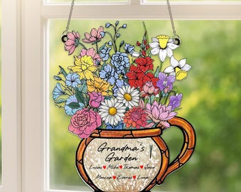 Personalized Grandma's Garden Birth Month Flower Suncatcher