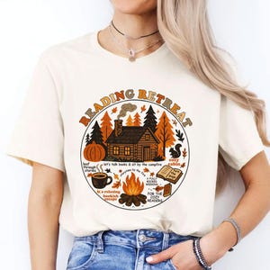 Reading Retreat Shirt, Fall Bookish T Shirt, Cozy Cabin,  Book Lover Shirt, Autumn Cozy Readers Shirt, Fall Reading T Shirt, Autumn Vibes