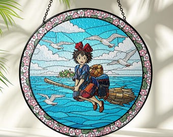 Kikis Delivery Service Stained Glass Acrylic Suncatcher, Ghibli Anime Lover Gift
