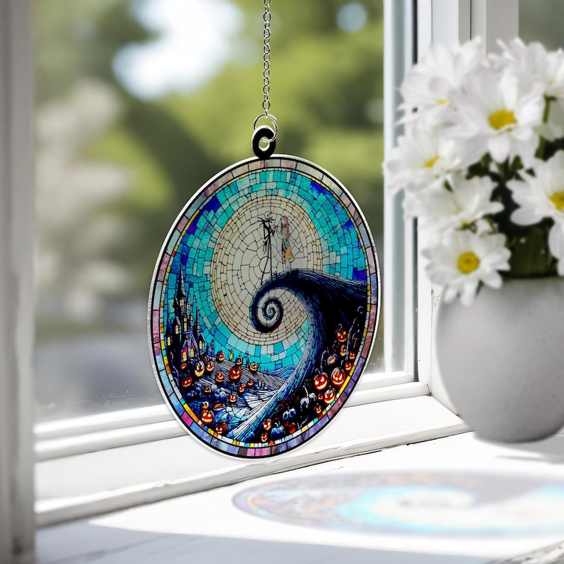 Jack and Sally Suncatcher, Nightmare Before Christmas Stained Glass