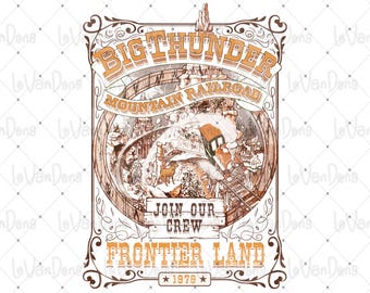 Big Thunder Mountain Railroad PNG, Vintage Disneyland Design (Digital Download)