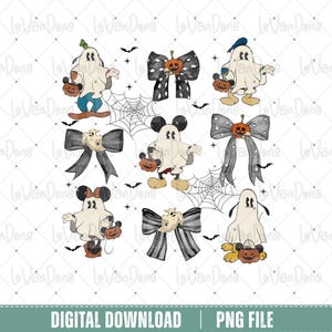 Cute Cartoon Mouse Ghost Fall Png, Mouse And Friends Png, Fall Vibes Png, Halloween Spooky Season Png, Halloween Trip Png, Kokietka Bow Png