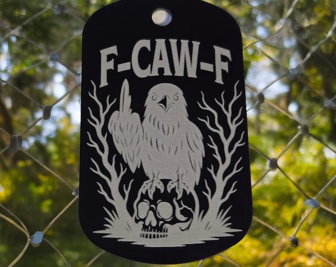Custom “F-CAW-F” Eagle Dog tag Keychain