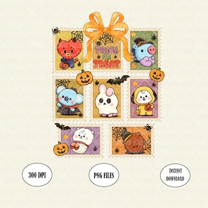 Vintage Halloween BT21 PNG: Kpop BTS Fan Art (Digital Download