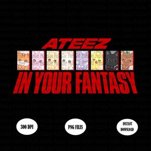 Ateez Aniteez Kpop PNG: Tshirt Design, Fan Art (Digital Download)