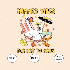 Summer Vibes PNG, Silly Goose Png, Funny Summer Goose Png, Design mignon de chemise d'été d'oie, Png d'amant d'oie, vacances d'été à la mode 2025 Png