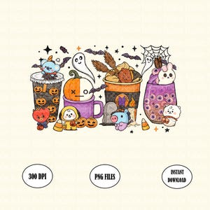 BT21 BTS Halloween Coffee PNG: Kpop T-Shirt Design (Digital Download)