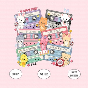 Cute Skz Cassette Tape Png, Stray Kids Skzoo Png, Stray Kids Kpop Fan Png, Stray Kids Dominate World Tour, Skzoo Digital Tshirt Design Png