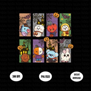 BT21 Halloween PNG: Kpop BTS Digital T-Shirt Design (Digital Download)