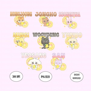 Ateez Aniteez Lemon PNG Bundle: Kpop T-Shirt Design (Digital Download)