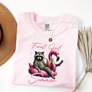 Cute Raccoon Feral Girl Summer Shirt, Comfort Colors Funny Summer T-shirt, Cute Summer Girly Tee, Funny Women Gift, Girly Summer Gift