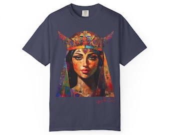 Vibrant Pharaoh Like T-Shirt, Womens Art Tee, Goddess Apparel, Unisex Graphic Shirt, Festival Wear