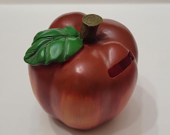 Vintage Ceramic Red Apple Piggy Bank Home Kitchen Decore