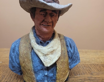 Vintage 1982 John Wayne Trail Boss Western Bust Sculpture