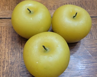 Vintage Set of Three Granny Smith Apple Candles
