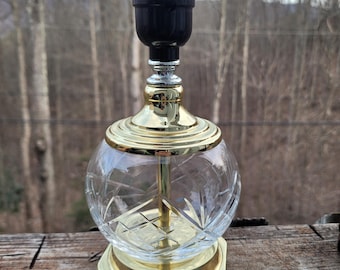 Vintage Waterford Crystal Boudoir & Brass Desk Table Lamp