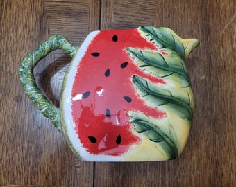 Vintage Heartfelt Kitchen Creations Watermelon and leaf serving pitcher