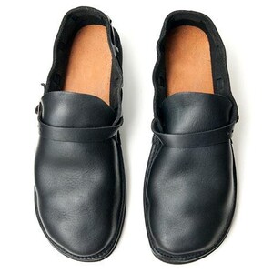 Men's BLACK Handmade Leather Shoes image 8