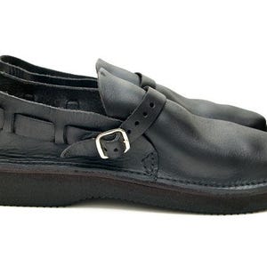 Men's BLACK Handmade Leather Shoes image 7