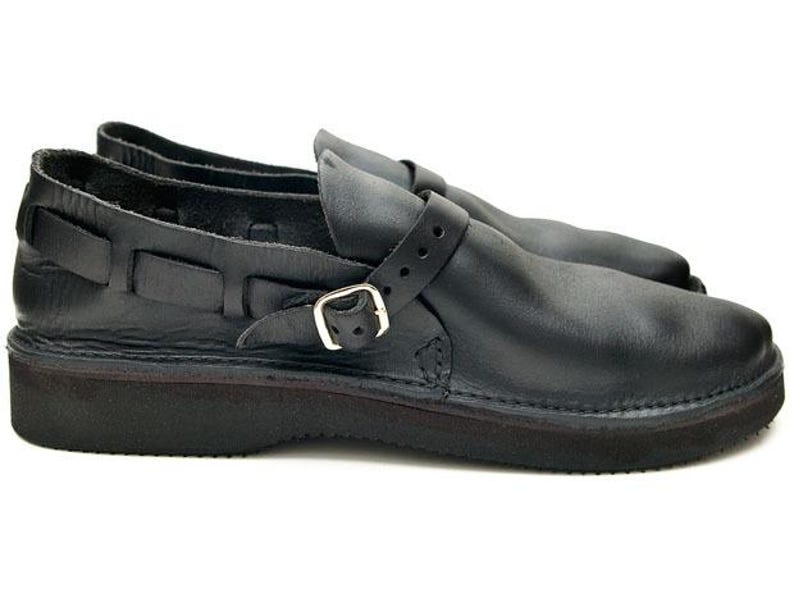 Men's BLACK Handmade Leather Shoes image 7
