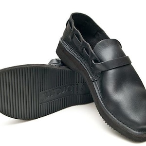 Men's BLACK Handmade Leather Shoes image 6