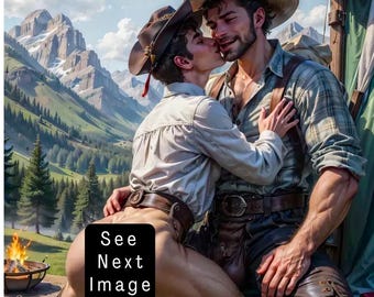 大人向けジグソーパズル | 荒野のカウボーイの優しい瞬間 | 山と森のロマンスパズル | 親密なゲイカウボーイアートジグソー | ゲイアート