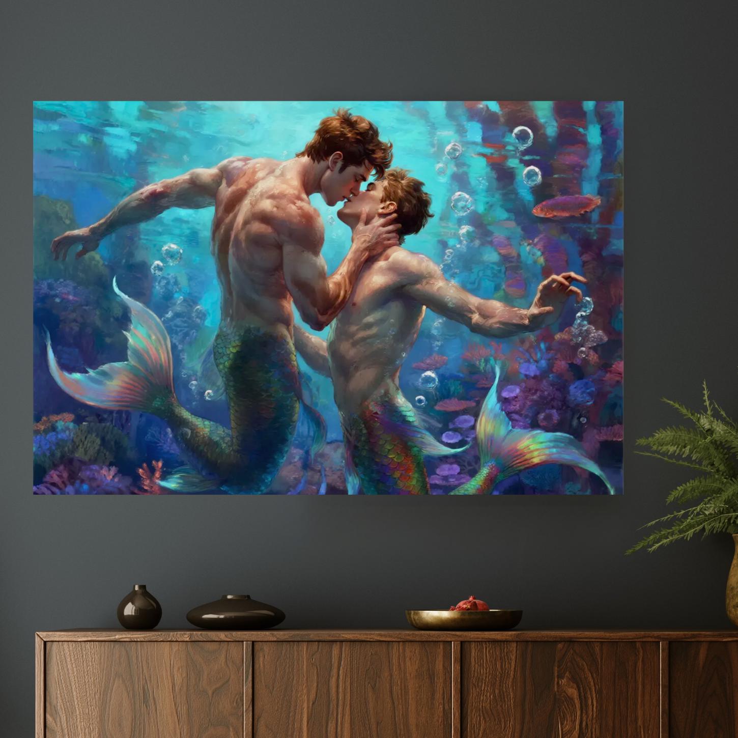 Art Print | Gay Merman Lovers Art Print | LGBTQ Ocean Wall Art ...