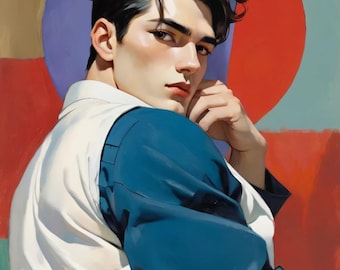 Ritratto di uomo elegante in stile Art Déco: stampa d'arte moderna (download digitale)