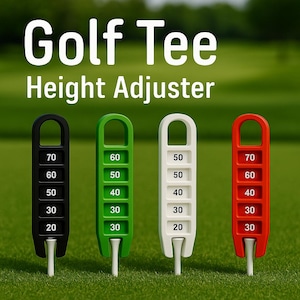 Golf Tee Height Adjuster for Golfers - Easy to Use, Durable, Golf Tee Holder for Adjustable Drive Distance & Improved Swing Performance