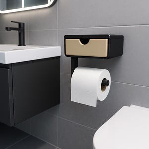 Toilet paper Roll Holder with Shelf Wall Mounted - Toilet Paper Storage Bathroom, Practical Bathroom Gift Idea, Bathroom Décor Gift