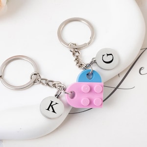 Personalized Initial Heart Keychain Set,Initials Matching keychains for her/ Friend/Couple ,Personalisation Couple Boyfriend Girlfriend Gift